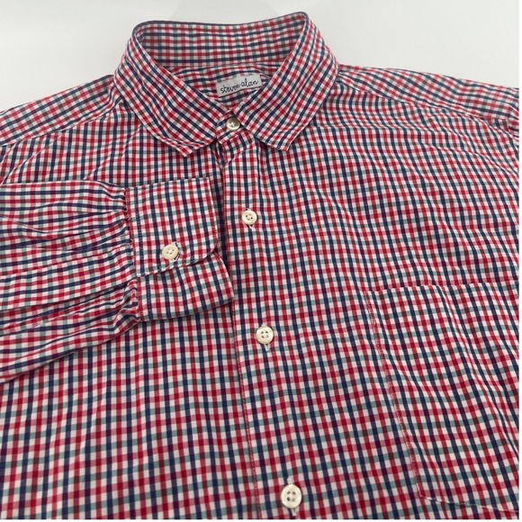 Steven Alan Other - Steven Alan Mens XL Gingham Check Button Down Shirt Red Navy Blue Long Sleeve